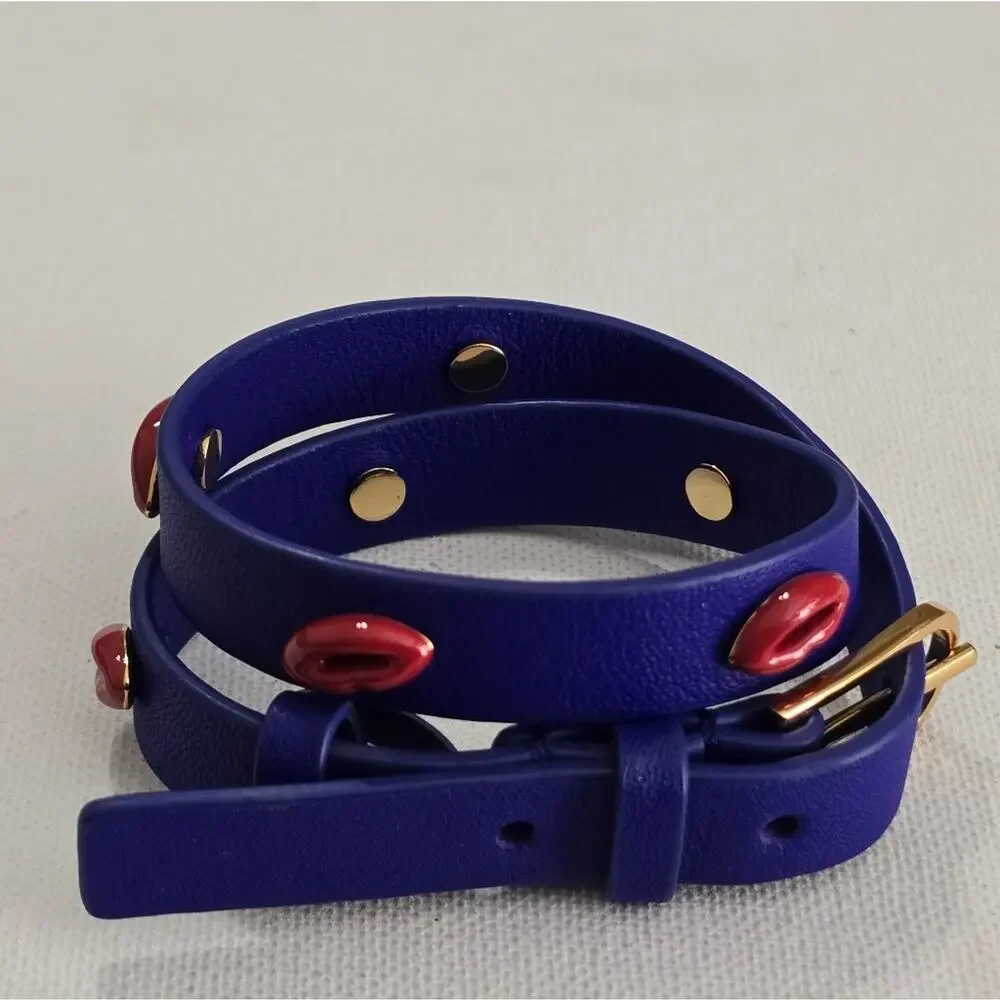 Tory Burch Blue and Red‎ Lips Wrap Bracelet